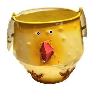 Vintage Tin Chick Easter Bucket – Yellow Metal Baby Chicken Pail with Handle